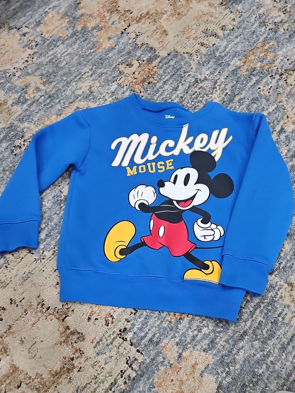 Disney Blue Mickey Mouse Sweatshirt with Red and Yellow Accents